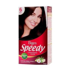 Bigen Speedy Conditioning Color.#6 Medium Brown Bigen Speedy Conditioning Color er et produkt fra Japan som gir en perfekt grå hårfargeløsning og gir deg jevnt farget, glatt og silkeaktig hår.