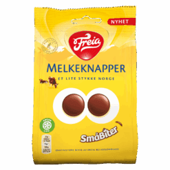 Freia Melkeknapper er små runde, tynne og delikate sjokoladepletter. Den kjente & kjære smaken av Freia Melkejsokolade i et nytt format.