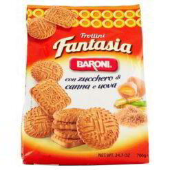 Frollino Fantasia, med rørsukker og egg, er den første som er produsert av den store Baroni-familien. Elsket for sin umiskjennelige smak, den lett karamelliserte aromaen, er den frukten av en hemmelig oppskrift som alltid har tilfredsstilt våre forbrukere. Den praktiske og praktiske 700 g karemballasjen holder kjeksene inne for å sikre integritet og uendret friskhet. Frollino Fantasia, som første kjærlighet, blir aldri glemt ...