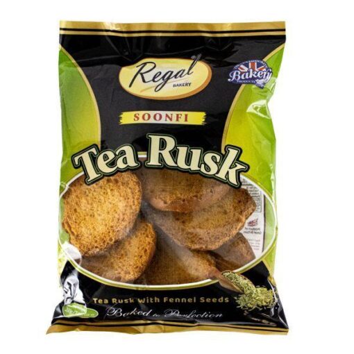 REGAL Tea Rusk Soonfi Soonfi Tea Rusk is available to buy in increments of 1 What’s better than double-baked tea rusk? Tea rusk with a twist of soonf (fennel seeds).