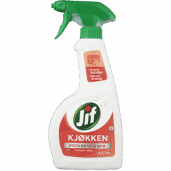 Jif Kjøkken Spray er laget for å løse opp typisk kjøkkensmuss og fett, den er effektiv og skånsom i bruk. Sprayen har nå mildere innhold, mindre spraytåke, og er mer skånsom for deg*.