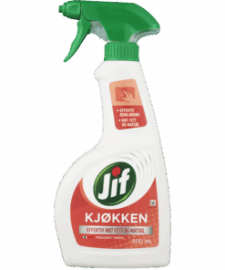Jif Kjøkken Spray er laget for å løse opp typisk kjøkkensmuss og fett, den er effektiv og skånsom i bruk. Sprayen har nå mildere innhold, mindre spraytåke, og er mer skånsom for deg*.