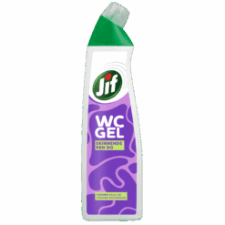 JIF WC Gel Fresh Gooseberry Jif WC Gel med en duft av friske stikkelsbær.  Fjerner effektivt smuss, skitt og kalk fra toalettet. Kan også brukes til rengjøring av dusj, fliser og fuger.