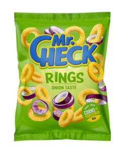 MR.CHECK Corn Løk Smak Rings MR.CHECK Corn Løk Smak Rings Chips er sprø og med herlig løk