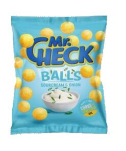 MR.CHECK Balls Sour Cream&Løk Chips Sourcream & Onion Chips er sprø og med herlig løk og syrlig rømme som på engelsk heter sourcream & onion