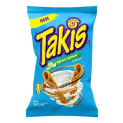 TAKIS Buckin' Ranch Rolled Tortilla Chips Takis er her med en ny intens smak av ranch! Like sprø som alltid, men nå med syrlige innslag som definitivt er vanskelig å legge fra seg.