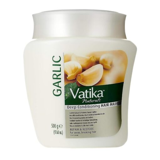 VATIKA Garlic Hair Mask Dabur Vatika Naturals Hair Mask er en intensiv fuktighetsgivende løsning som revitaliserer og nærer håret ditt med sin foryngende formel for sterkt, silkeaktig og glatt hår.