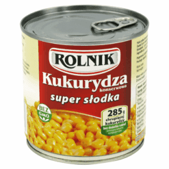 Rolnik hermetisk mais er naturlig søt og perfekt sprø. Den har en appetittvekkende, gylden farge. Vi fikk disse egenskapene uten GMO og tilsatt sukker. Med vår mais kan du tilberede utallige typer salater, supper, sauser og en-gryteretter – spesielt meksikansk og glutenfri mat. Maiskjerner er rike på vitaminer, mineraler, OMEGA-3-syrer og fiber. Rolnik mais er tilgjengelig i bokser med forskjellige kapasiteter.