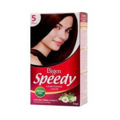 BIGEN Speedy Deep Chestnut Hårfarge Nr:5 Bigen speedy Conditioning-fargeserien  er utviklet til en rekke hårfarger som har som mål å hjelpe til med å pleie håret under farging og for å gi langvarige resultater med full dekning av grått hår.