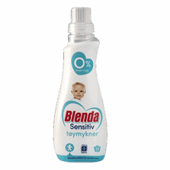 BLENDA Sensitiv Flytende Tøymykner 750 ml Blenda Sensitiv Tøymykner gjør at tøyet føles mykere og mer behagelig mot huden, samtidig som den bidrar til å bevare klærnes fasong og farger lenger. Blenda Sensitiv Tøymykner anbefales av Norges Astma- og Allergiforbund.