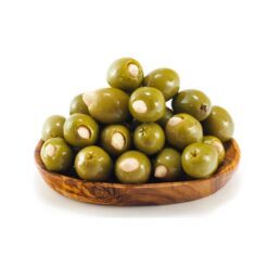Grønn oliven Med hvitløk pr.hekto (100 g)