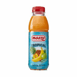 En av Maazas mest populære smaker på mange år: en spesiell blanding av ulike frukter, med en smakfull bananovertone.  En harmonisk blanding av banan, fersken, eple og pære gjør den forfriskende og gir den en behagelig munnfølelse. Som alltid velger Maaza kun frukt av beste kvalitet.