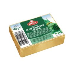 ost med gressløk og løkterning 100g. Bearbeidede oster produseres basert på oppskrifter som har vært bevist i mange år. Takket være det brede spekteret av smaker, kan de brukes ikke bare til smørbrød, men også til å tilberede ulike typer desserter, dipper eller supper.