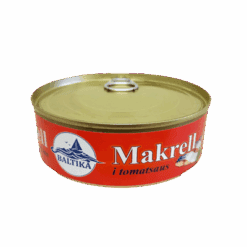 Polske makrellfileter i tomatsaus. Sterilisert hermetisk fisk. Den fungerer utmerket som mellommåltid om dagen. Høyt innhold av omegasyrer.