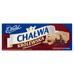 Royal Kakao Halva! Sprø, delikat, smelter i munnen, og mmMmm... deilig! Kakao smaken skjemmer bort ganen og oppmuntrer deg til å strekke deg etter mer, og mer og mer nytelse. Er du fan av Royal Kakao Halva? Vi har gode nyheter til deg! Din favoritt delikatesse er tilgjengelig i en stor pakke. Prøv det, det er så godt! • Smuldret halva •