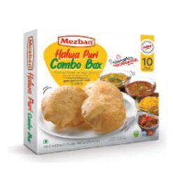 En tradisjonell pakistansk frokost. Samme gode autentiske smak i en praktisk klar til å spise. Tilberedningsklar kombinasjonsboks bestående av sprø puris, velsmakende potet- og kikertkarri og deilig søt Halwa.