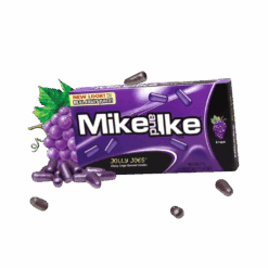 Nyt den deilige saftige druesmaken, akkurat som du husker! Mike and Ike Jolly Joes er fargerike, druesmakende gelégodteri. Disse myke og tyggbare godbitene har en intens og fruktig druesmak som minner om klassisk druesaft. Perfekte for å dele med venner eller nyte alene som en søt godbit.