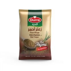 Oppdag den unike smaken av Durra Red Zaatar 400g.  Denne aromatiske blandingen av krydder gir et snev av varme og kompleksitet til dine kulinariske kreasjoner.