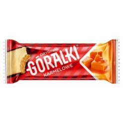Dette har aldri skjedd før! Dine favoritt Highlanders i en helt ny form! Wow! Góralki Karmelowe er oblater fullstendig dekket av melkesjokolade. Inni finner du et trippelfyll med mandel-, karamell- og melkesmak, og du vil også bli overrasket av knasende mandelbiter. La deg rive med av denne deilige nyheten!
