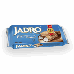 Vafler med kokos- og sjokoladefyll. Den perfekte kombinasjonen av smaker i en sprø vaffel gir dobbel nytelse.