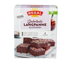 Lag en saftig sjokoladekake i langpanne med Regal kakemiks! Enkel å bruke, tilsett bare vann og smør/margarin for å få en rik og smakfull kake. Pynt med din favorittglasur og topping. Imponerende godt, helt enkelt! Glutenfri.