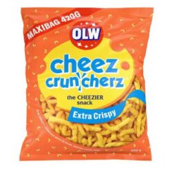 Alle som har smakt Cheez Cruncherz vet at det er ingen stopp når du først biter i den. OLW har derfor gjort noe med problemet og lastet opp med en ekstra stor som forhåpentligvis varer hele natten! OLW Maxibag Cheez Cruncherz er ekstra knasende ostebuer med herlig hete.