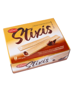 Opplev den perfekte blandingen av crunch og kremethet med Stixis. Den er delikat sprø på utsiden og fylt med saftig kakaokrem på innsiden, og skaper en himmelsk snacksopplevelse.