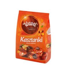 Ikoniske og klassiske sjokolader fra Wawel med karakteristisk form og fasong. Perfekt mørk Wawel-sjokolade fylt med mye fyll med en distinkt kakaosmak og tilsetning av sprø oblater. Inneholder ingen tilsatte konserveringsmidler, fargestoffer eller kunstige smaksstoffer. Inneholder lecitin fra sertifiserte soyabønner (GMO-fri).