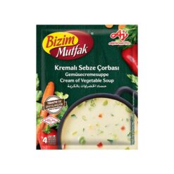 Kremet grønnsaksuppe 68 Gr. Det er den mest praktiske versjonen av klassisk kremet grønnsakssuppe. Den harmoniske smaken av krem ​​og grønnsaker henger lenge på ganen. Denne lette og deilige suppen er et ideelt valg for de som liker klassiske smaker. Konstruksjonen er ganske praktisk. Den tørre suppeblandingen i hver pose blandes med 1 liter vann. Etter koking ved å røre til det koker, fortsett å koke på lav varme i 15 minutter.