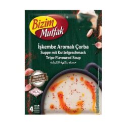 Bizim Mutfak innmatsuppe 70 gr. Det er en veldig spesiell smak tilberedt for å passe vår smak med mestring av kjøkkenet vårt. Den lar deg finne aromaen du leter etter og smaken du savner praktisk talt overalt. Denne deilige suppen, tilberedt uten konserveringsmidler, er tilberedt ved å tørke nøye utvalgte ferske grønnsaker og krydder med naturlige og tradisjonelle metoder, som alle andre Bizim Mutfak-supper.