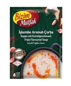 Bizim Mutfak innmatsuppe 70 gr. Det er en veldig spesiell smak tilberedt for å passe vår smak med mestring av kjøkkenet vårt. Den lar deg finne aromaen du leter etter og smaken du savner praktisk talt overalt. Denne deilige suppen, tilberedt uten konserveringsmidler, er tilberedt ved å tørke nøye utvalgte ferske grønnsaker og krydder med naturlige og tradisjonelle metoder, som alle andre Bizim Mutfak-supper.