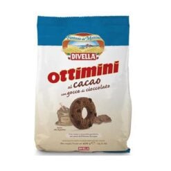 Den fineste kakaoen fra Sør-Amerika med deilige sjokoladebiter. Ideell for en rik og deilig og veldig energisk frokost. Nyt disse deilige Divella Ottimani-kjeksene hver dag, når som helst