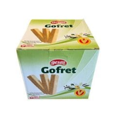 GESAS Vafler Med Vaniljekrem er valget til de som  liker mer krem ​​i vafler. Det er en deilig matbit som vil følge deg under te- og kaffepausene, med vaniljekrem i mellom de deilige, sprø vafler. Du vil ikke kunne gi opp denne deilige vafler som du kan konsumere hvor og når du vil. Vaniljevaflene i denne pakken, som du kan tilby gjestene dine og dele med dine kjære, kuttes i små terninger.