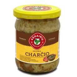 Chartis KĖDAINIŲ suppe – uten konserveringsmiddel, moderat krydret, med biff av høy kvalitet, krydret med tomatskiver, gulrøtter, løk og Jalapeñopepper. En beholder: 3-4 porsjoner suppe.