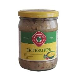 Erte KĖDAINIŲ-suppe – uten konserveringsmiddel, med erter med smørsmak av høy kvalitet, krydret med ulike grønnsaker og urter. En beholder: 3-4 porsjoner suppe.