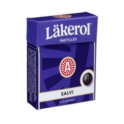 Läkerol Salvi er en sukkerfri pastill med smak av fiol og salmiakk.