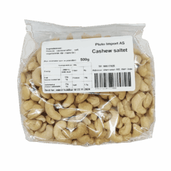 Ristede cashewnøtter med salt. Cashewnøtter er veldig godt som snacks, men passer også godt i asiatiske retter. Prøv også våre naturelle cashews hvis du foretrekker mindre salt.