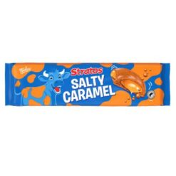 MB UTZ Stratos Salty Caramel storplate består av deilig og luftig melkesjokolade kombinert med fløyelsmyk, salt karamell. En nydelig smaksopplevelse som smelter på tungen! Sjokoladen er laget med kakao fra Rainforest Alliance-sertifisterte gårder.