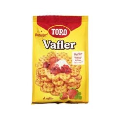 TORO Vafler er en kjærkommen venn til både fredagskaffen og helgekosen. Vafler passer godt med det meste, men smaker ekstra godt med syltetøy, brunost, sukker, smør og/eller rømme. Et godt tips er å avkjøle vaflene på rist så får du ekstra sprø vafler. TORO Vafler gir ca. 6 vafler.