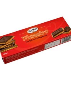 BERTHAS Maestro 150 g Sprø smørkjeks med en tallerken mild melkesjokolade på toppen. Serveres med kaffe eller som snacks for både store og små. En godbit som er helt tidløs.