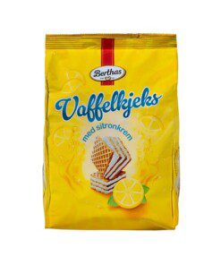 BERTHAS Vaffelkjeks Sitron 200 g vaffelkjeks med sitron. Perfekt til kaffen eller når du er fysen på noe godt. 
