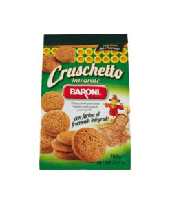 En klassiker innen Baroni-produksjonen, cruschetto er en rustikk kjeks som passer for de som ønsker å kombinere smak og velvære: blandingen av sukker og hvetemel gir liv til en ønsket fullkornsmørdeig, varm og velduftende, perfekt for å våkne opp.