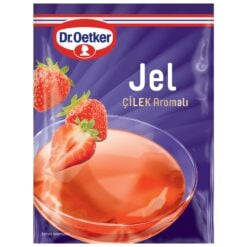 DR.OETKER Gel Jordbærsmak Den beste Jordbær smaken er i denne gelen. Det er veldig praktisk å tilberede: 2,5 teglass kaldt vann tilsettes hele pakken oppløst i 2,5 teglass kokt vann og blandes igjen.