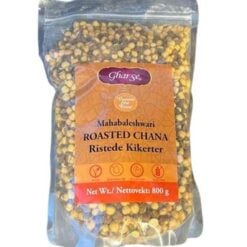 GHAR SE Stekt Chana med skall tørrstekte kikerter god smakende snack. Stekt kikertsnacks brukes som kraftsnacks i tusenvis av år. Brukes som en enkel matbit i te, kaffe, cocktail, nyter filmen, en naturlig matbit med en rik kilde til protein, kalsium, kostfiber og antioksidanter som er helt naturlige.
