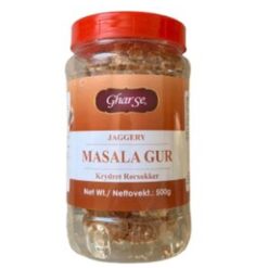 Masala Gur er et naturlig palmesukker blandet med fennikel, carom-frø, ingefærpulver og tillatte farger. Flott for matlaging og nesten en matbit i seg selv, den er veldig velsmakende.