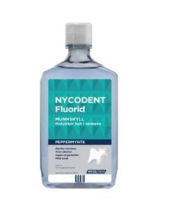 Nycodent Fluorid Munnskyll med peppermynte er et fluorskyll som gir friskere og sterkere tenner. Nycodent Fluorid Munnskyll med peppermynte inneholder 0,2 % natriumfluorid.