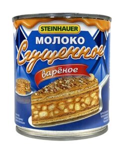 STEINHAUER Kondensmelk Kokt 397 g Steinhauer Sweetened Caramel Condensed Milk er laget med kvalitetsmelk fra Latvia og en unik karamellsmak. Denne boksen på 397 g er laget uten konserveringsmidler og er perfekt for baking og topping av favorittdessertene dine.