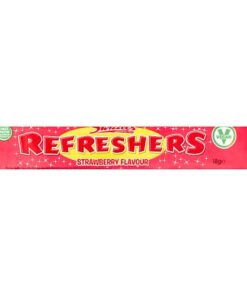 Hvem elsker vel ikke godteri fra Swizzels?. Karamellen Refreshers Chew Bar med jordbærsmak på 18 gram er perfekt som en liten oppmerksomhet til barna eller f.eks i godteposene til barnebursdagen.