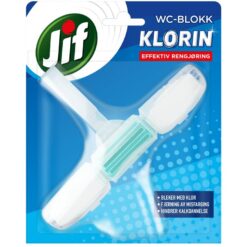 Jif Klorin WC-blokk med klor gir effektiv og hygienisk rengjøring av toalettet. WC-blokken bidrar til å fjerne misfarging, bleke flekker og forhindre kalkdannelse, slik at toalettet holder seg rent og friskt. Jif Klorin – duft av ekte renhet.