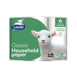LAMBI Kjøkken Tørkerull Strong 6 Rull Velg Lambi når du vil ha et fint hygienisk tørkepapir. Dette tørkepapiret laget av naturlige råvarer. Mønsteret er inspirert av den nordiske naturen som Lambi kommer fra.